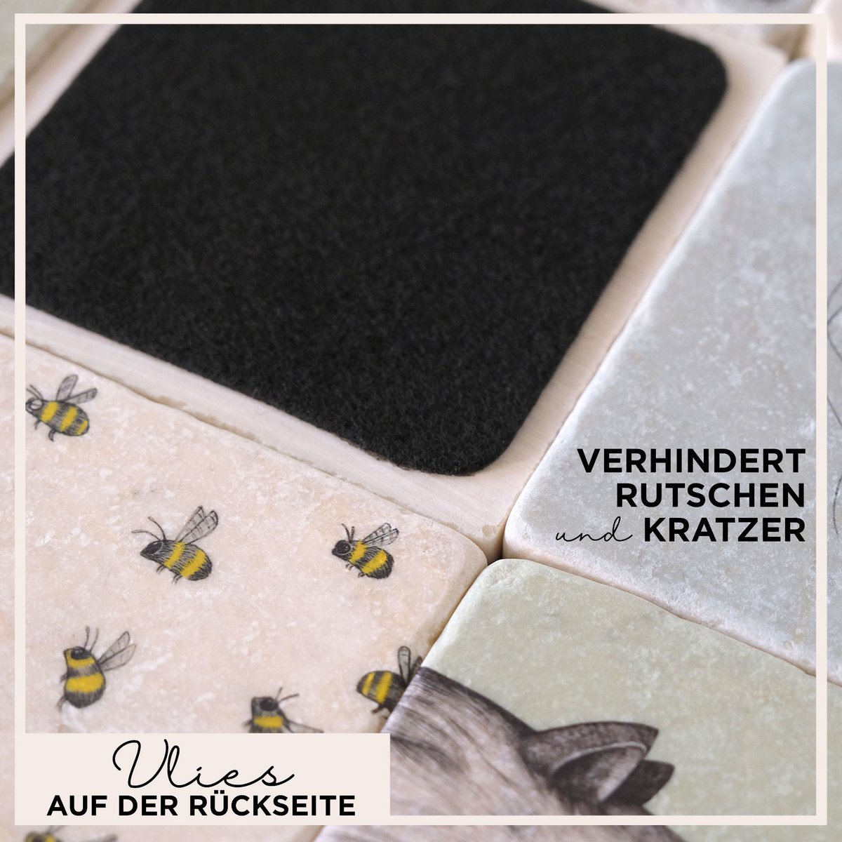 Fliesenuntersetzer – 4er-Set – Kuscheltiere