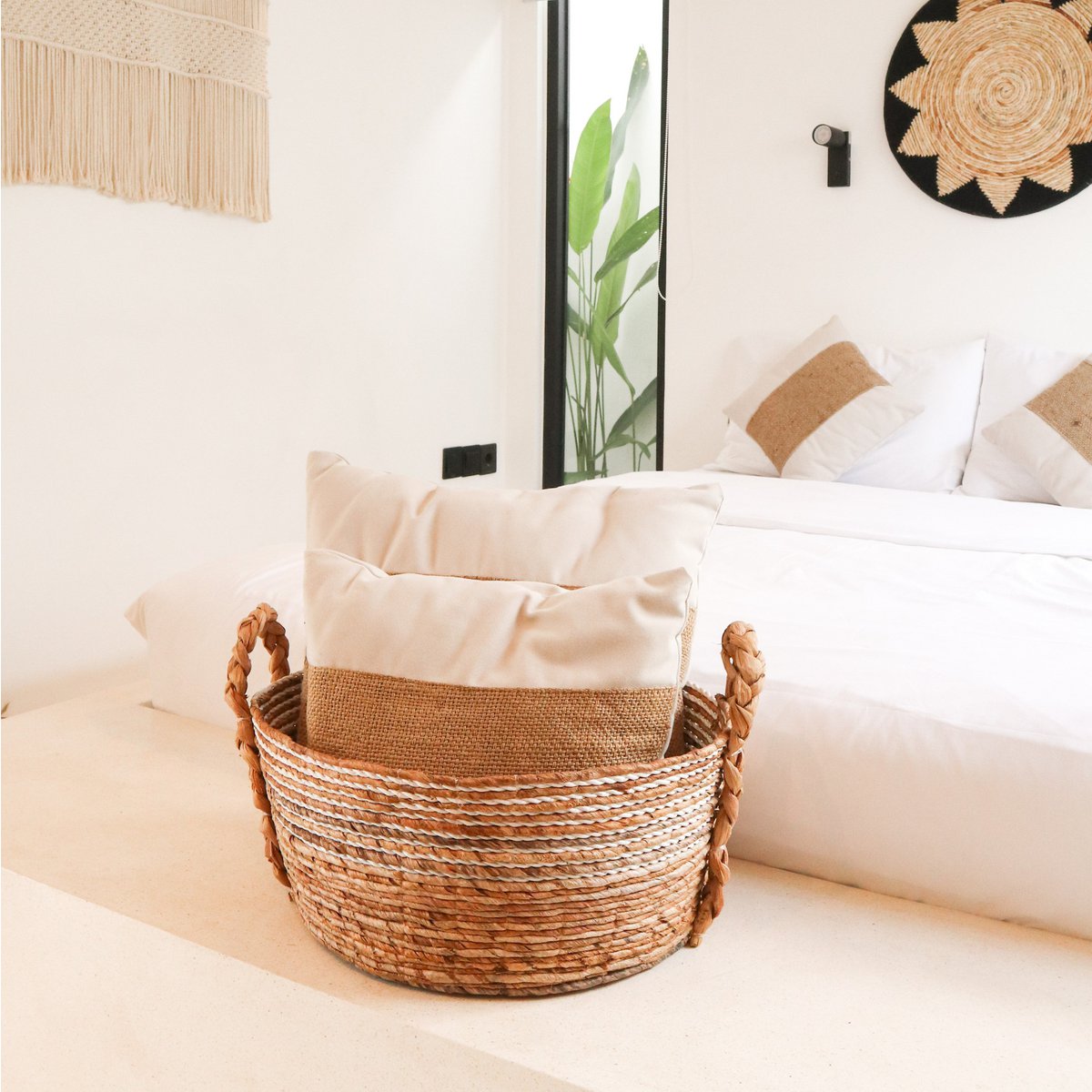 Laundry Basket Woven Storage Basket KURMA made from Banana Fibre (3 sizes) Size: L