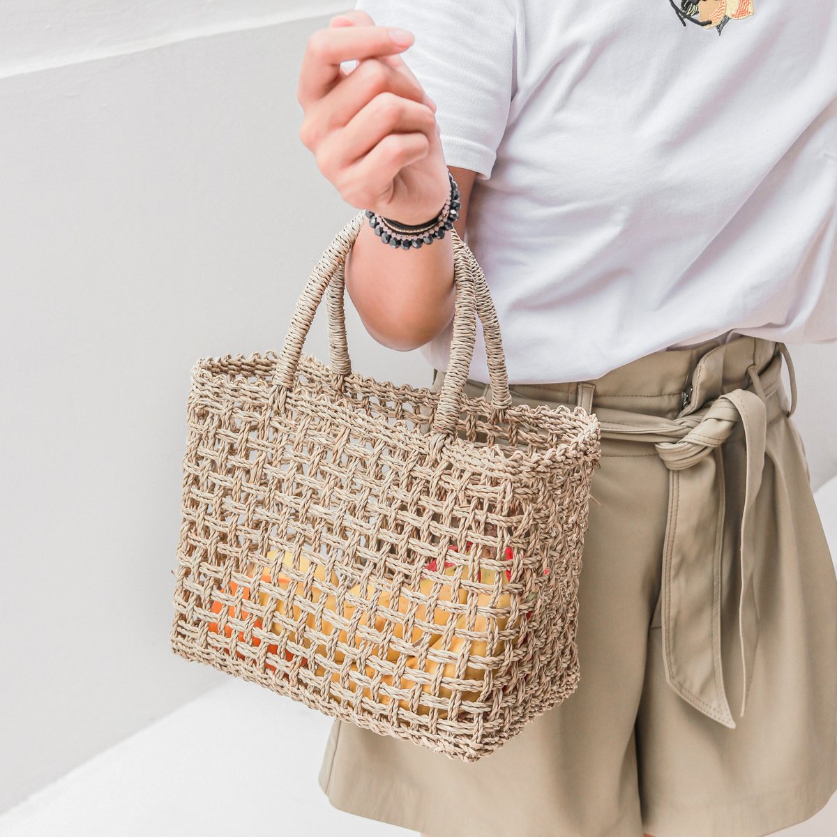 Einkaufstasche | Strandtasche MOYO aus gewebtem Seegras (2 Größen) Größe: M