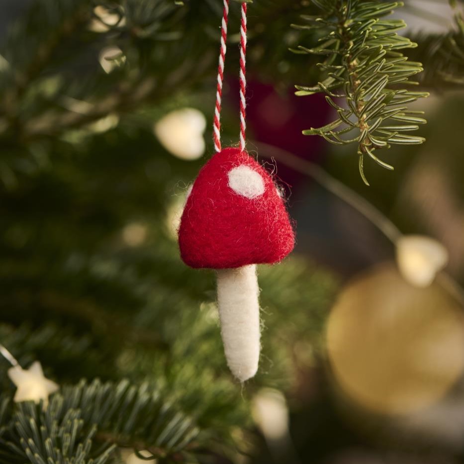 Weihnachtsanhänger Pilz, handgefilzt