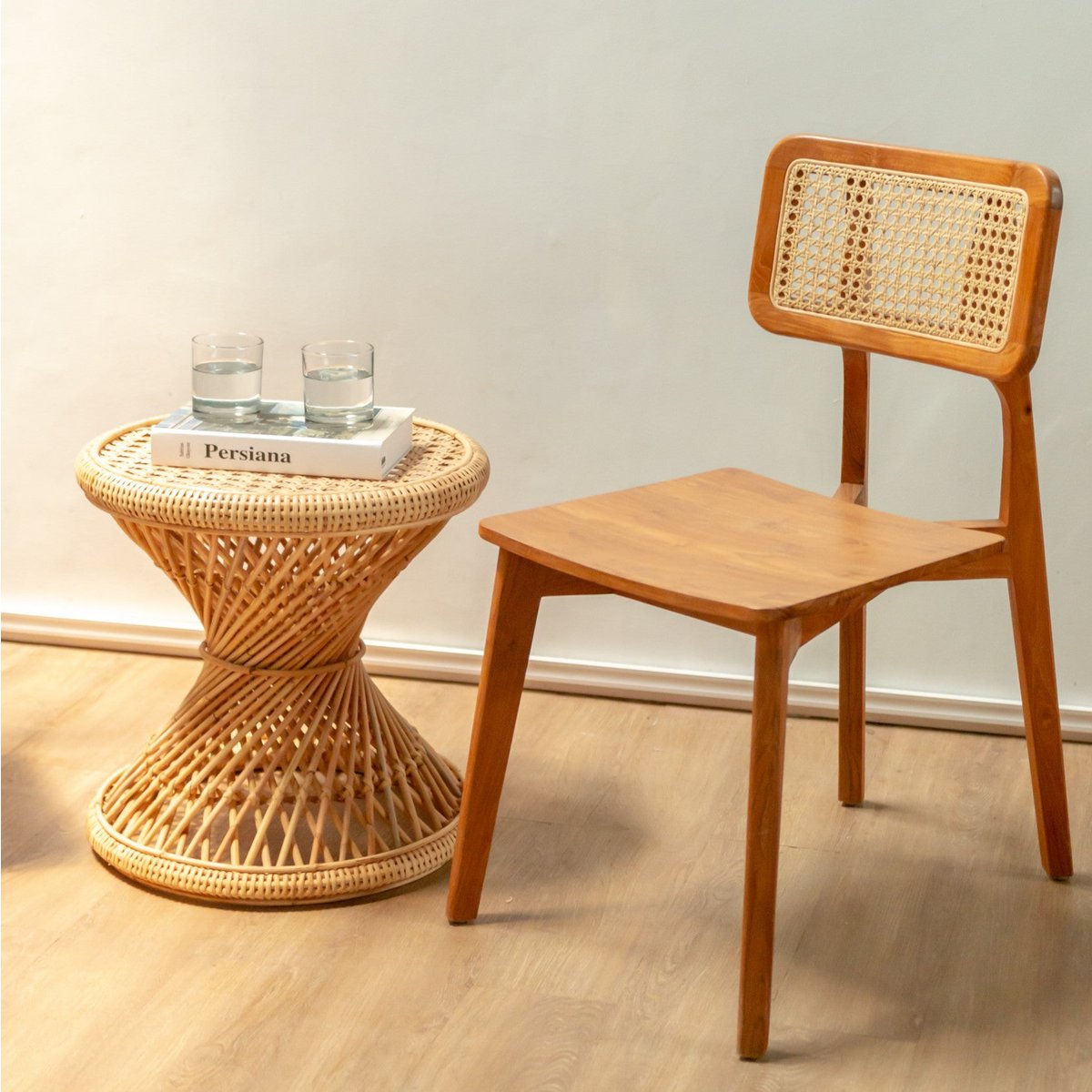 Rattan-Beistelltisch LUHU Ø45 cm Beige